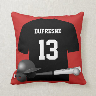 Personalised Baseball Jersey Red Reversible Cushion