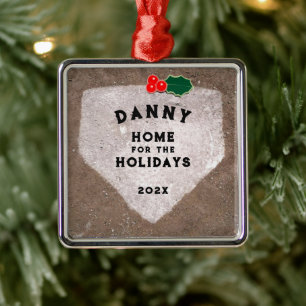 Personalised Baseball Keepsake Metal Tree Decoration