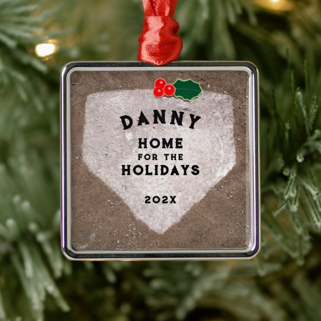 Personalised Baseball Keepsake Metal Tree Decoration (Tree)