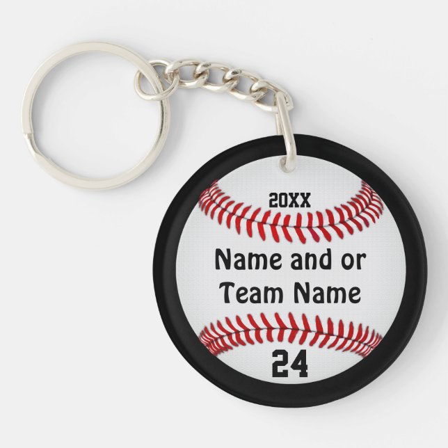 Personalised Baseball Keychains, Your Team Colours Key Ring (Front)
