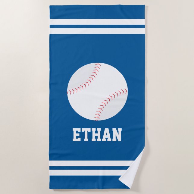 Personalised Baseball Kids Beach Towel (Front)