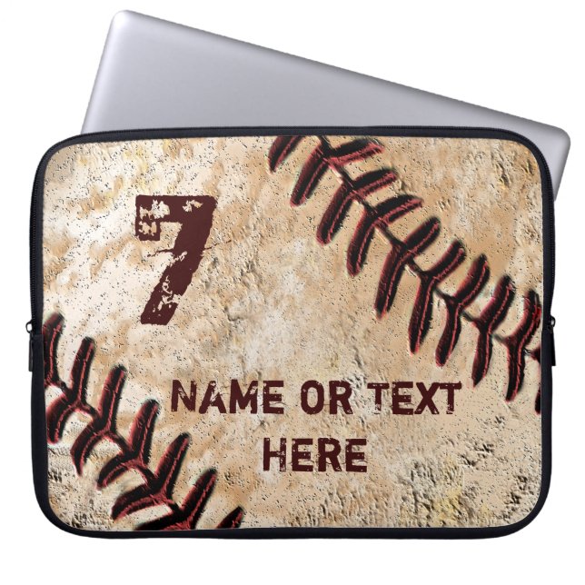 Personalised Baseball Laptop Case, NAME and NUMBER Laptop Sleeve (Front)