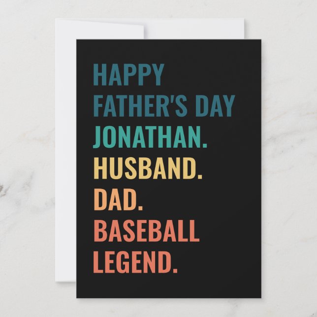 Personalised Baseball Legend Dad Father's Day  Holiday Card (Front)