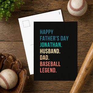 Personalised Baseball Legend Retro Father's Day Holiday Postcard