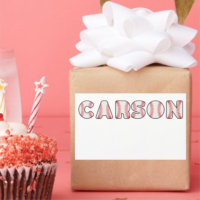 Personalised Baseball Letters Name Rectangular Sticker (Party)