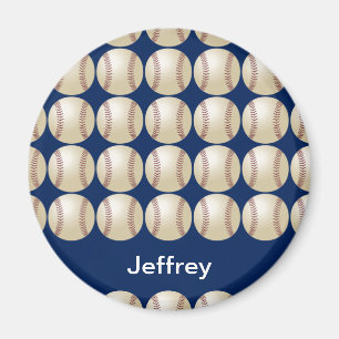 Personalised Baseball Magnet, Blue background Magnet