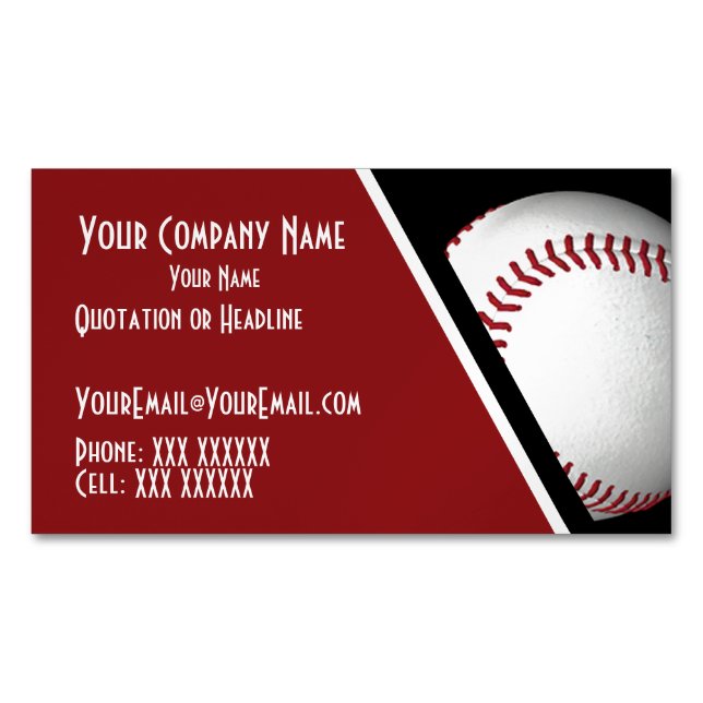 Personalised Baseball Magnetic Business Card (Front)