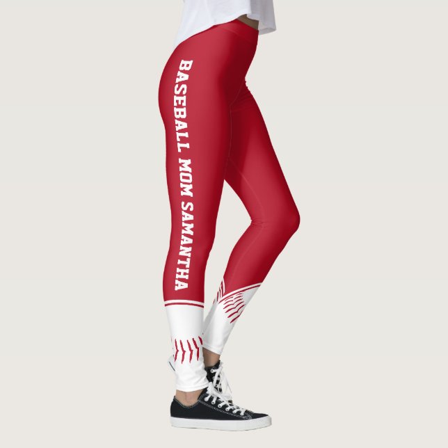 Personalised Baseball Mum Custom Name Leggings (Right)