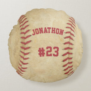 Personalised Baseball Name and Number Round Cushion
