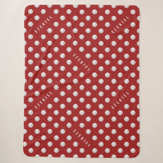Personalised Baseball Name Blanket – Red & White