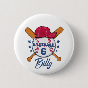 Personalised Baseball Name & Number Button   Custo