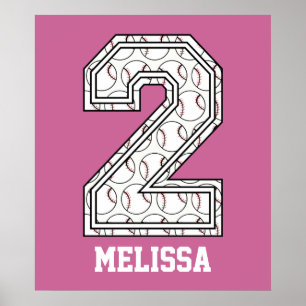 Personalised Baseball Number 2 Poster
