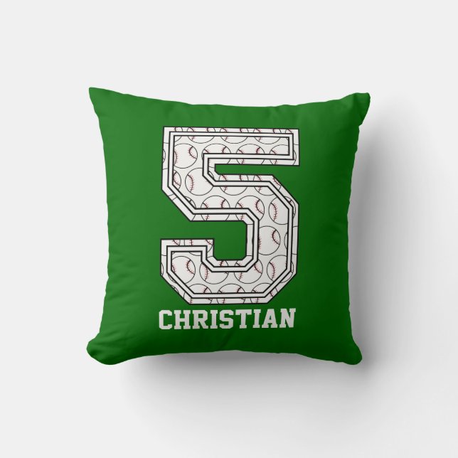 Personalised Baseball Number 5 Cushion (Front)