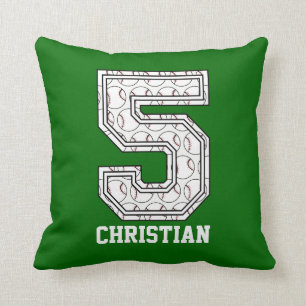 Personalised Baseball Number 5 Cushion