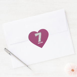 Personalised Baseball Number 7 Heart Sticker