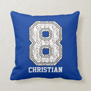 Personalised Baseball Number 8 Cushion