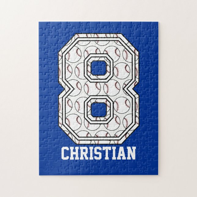 Personalised Baseball Number 8 Jigsaw Puzzle (Vertical)