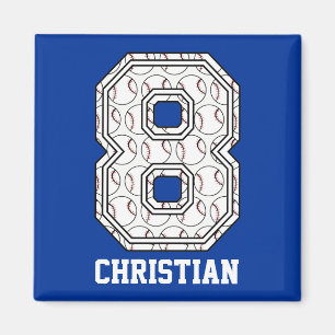 Personalised Baseball Number 8 Magnet