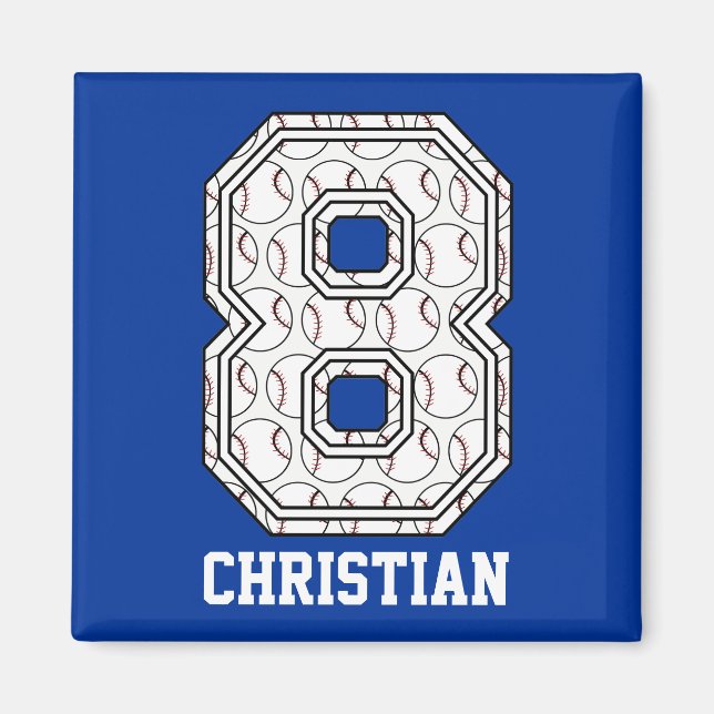 Personalised Baseball Number 8 Magnet (Front)