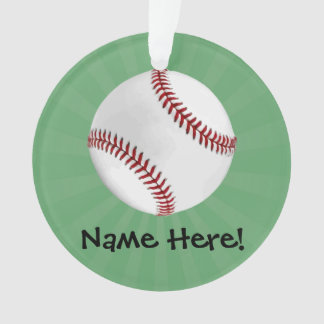 Personalised Baseball on Green Kids Boys Ornament
