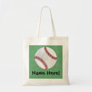 Personalised Baseball on Green Kids Boys Tote Bag