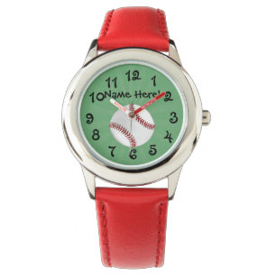 Personalised Baseball on Green Kids Boys Watch