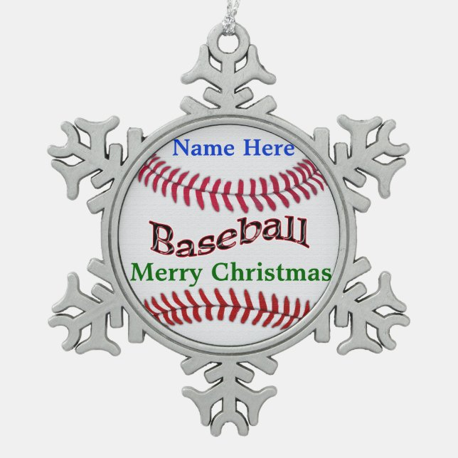Personalised Baseball Ornaments with YOUR TEXT (Front)