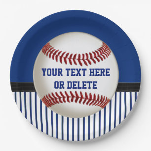 Personalised Baseball Paper Plates Red, White Blue