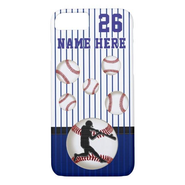 Personalised Baseball Phone Cases, Name, Number Case-Mate iPhone Case (Back)