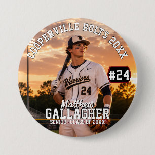 Personalised Baseball Photo Button