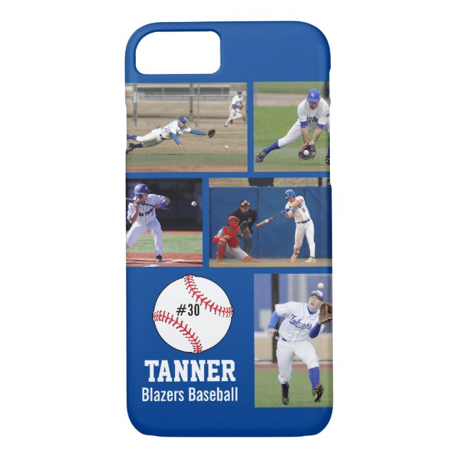 Personalised Baseball Photo Collage Name Team Case-Mate iPhone Case (Back)