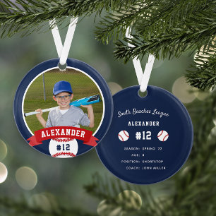Personalised Baseball Photo & Player Stats Ornament