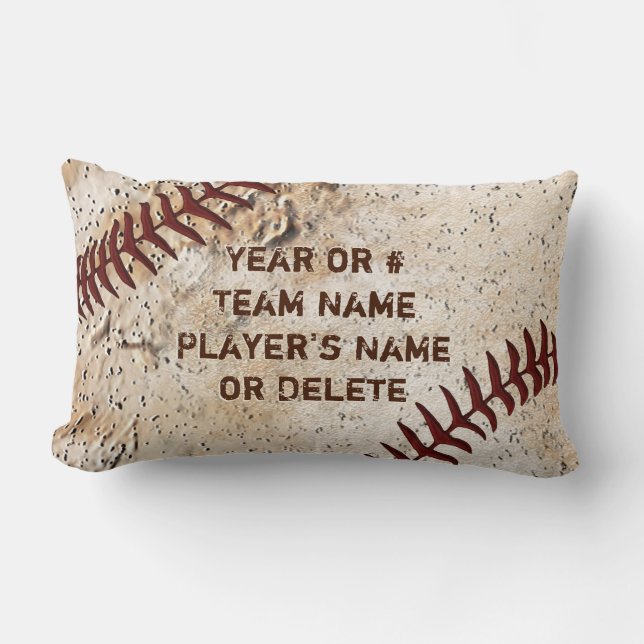 Personalised Baseball Pillow Lumbar, YOUR TEXT (Front)