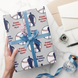 Personalised Baseball Player Birthday Wrapping Paper