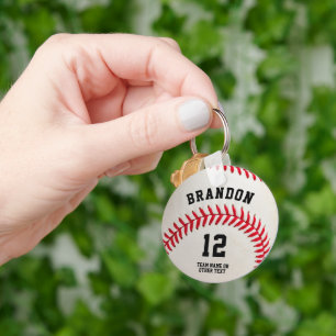 Personalised Baseball Player Name Number Key Ring