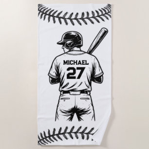 Personalised Baseball Player Name Number Pool & Beach Towel