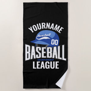 Personalised Baseball Player NAME Team Champ Club  Beach Towel