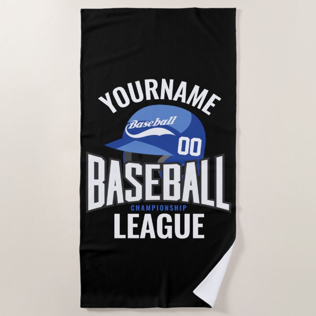 Personalised Baseball Player NAME Team Champ Club  Beach Towel (Front)