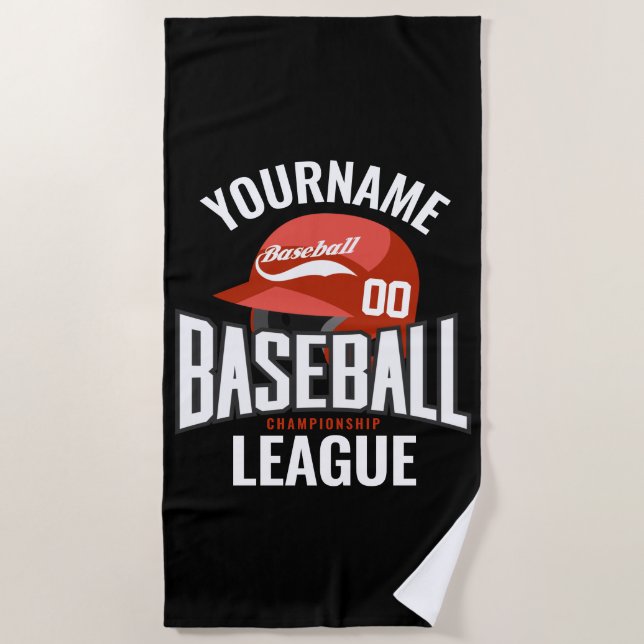 Personalised Baseball Player NAME Team Champ Club  Beach Towel (Front)