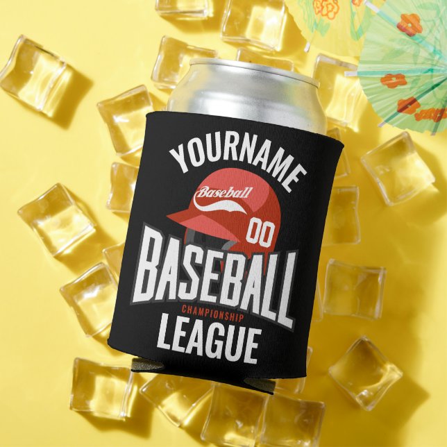 Personalised Baseball Player NAME Team Champ Club  Can Cooler (In Situ Summer)