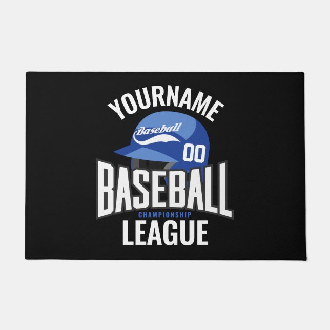 Personalised Baseball Player NAME Team Champ Club  Doormat (Front)