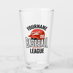 Personalised Baseball Player NAME Team Champ Club  Glass