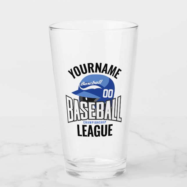 Personalised Baseball Player NAME Team Champ Club  Glass (Front)
