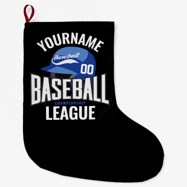 Personalised Baseball Player NAME Team Champ Club  Large Christmas Stocking (Front)