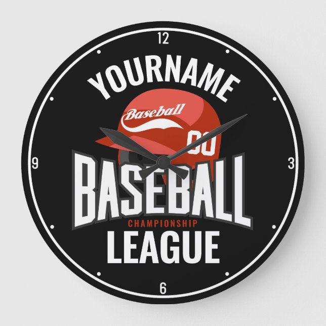 Personalised Baseball Player NAME Team Champ Club Large Clock (Front)