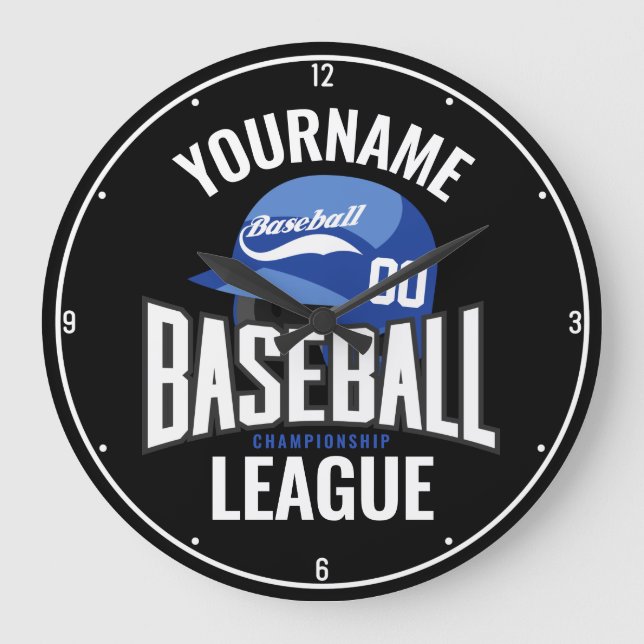Personalised Baseball Player NAME Team Champ Club Large Clock (Front)