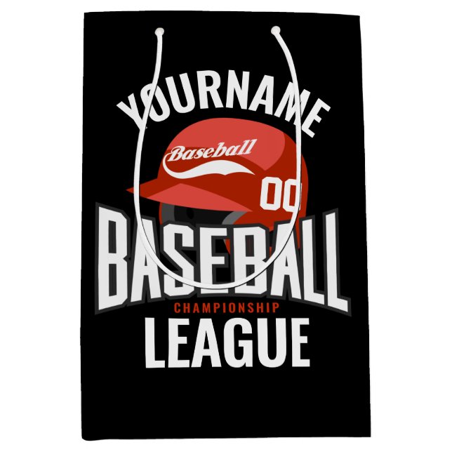 Personalised Baseball Player NAME Team Champ Club  Medium Gift Bag (Front)