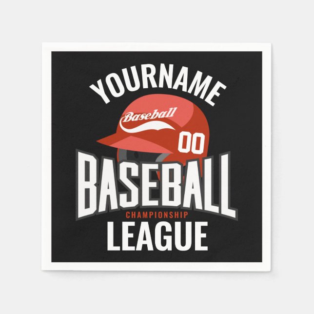 Personalised Baseball Player NAME Team Champ Club  Napkin (Front)