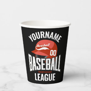 Personalised Baseball Player NAME Team Champ Club  Paper Cups