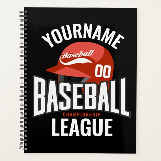 Personalised Baseball Player NAME Team Champ Club  Planner (Front)